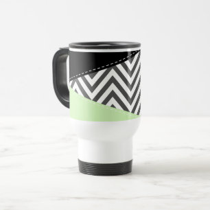 Mug De Voyage Gray Zigzag, Gray Chevron, Zigzag Pattern, Mint