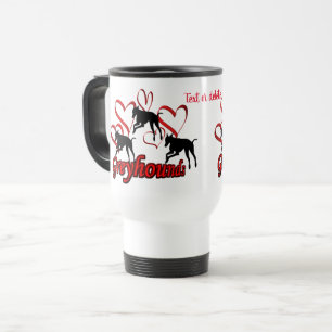 Mug De Voyage Greyhounds Hearts Amoureux des chiens Personnalisé