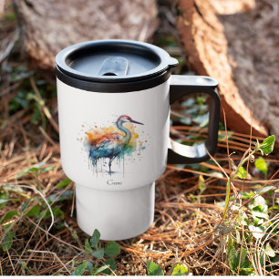Mug De Voyage Grue gracieuse : Aquarelle, coutume
