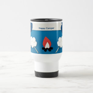 Mug De Voyage Happy Camper Texte personnalisé avec feu et guimau