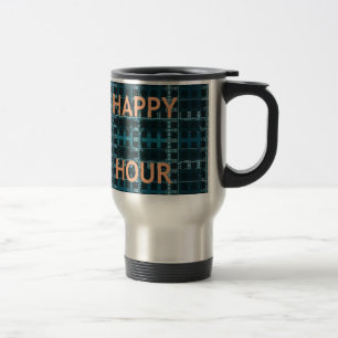 Mug De Voyage Happy Hour Texte bleu Vector Art Imprimer