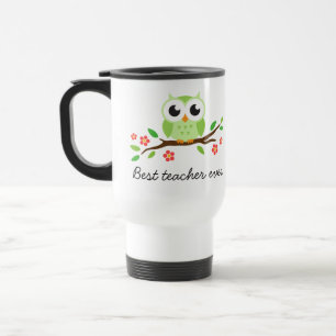 Mug De Voyage Hibou vert sur le meilleur professeur de branche