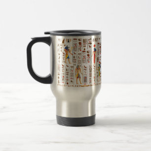 Mug De Voyage Hiéroglyphes et divinités de l'Égypte d'or sur le