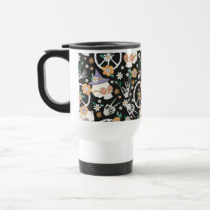 Mug De Voyage Hippie Halloween Skulls et Fleurs Motif