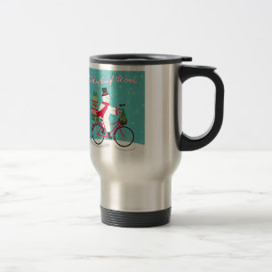 Mug De Voyage Hiver Whimisky bonhomme de neige sur vélo