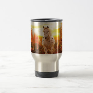 Mug De Voyage Horses at sunset throw pillow