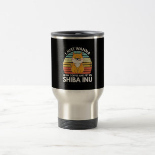 Mug De Voyage Ijust wanna boire coffee and pet shiba inu