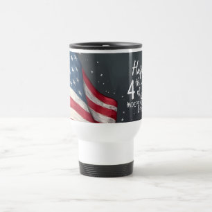 Mug De Voyage Illustration d'art vintage du drapeau pour le 4 ju