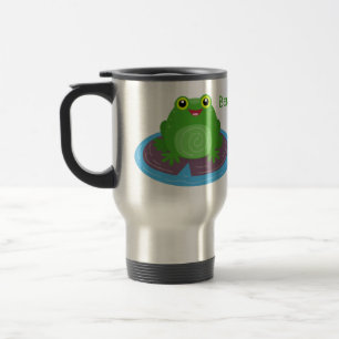 Mug De Voyage Illustration de dessin animé de grenouille verte h