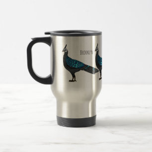 Mug De Voyage illustration de dessin animé d'oiseau faisan paon 