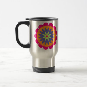 Mug De Voyage illustration de formes florales orange et rose