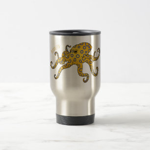 Mug De Voyage Illustration de poulpe à anneau bleu