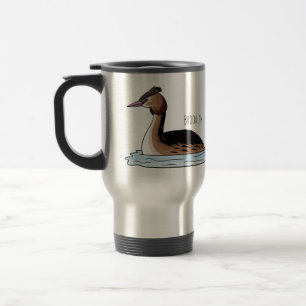 Mug De Voyage Illustration d'un grand oiseau de grèbe huppé