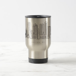 Mug De Voyage Illustration minimaliste de l'horizon de Boston