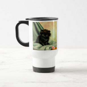 Mug De Voyage Illustration vintage de Kitten noir