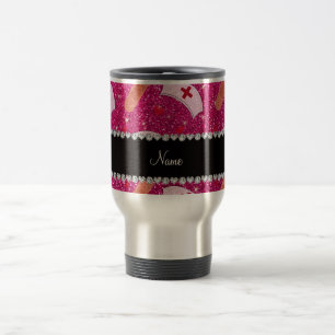 Mug De Voyage Infirmière à parties scintillant rose-chaud de nom