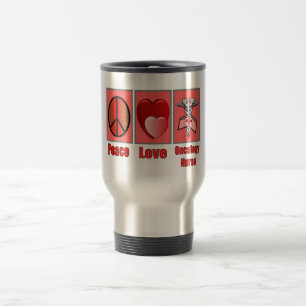 Mug De Voyage Infirmière d'ONCOLOGIE d'amour de paix