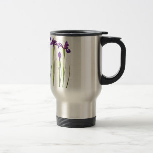 Mug De Voyage Iris pourpres d'isolement sur un arrière - plan