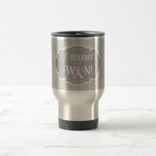 Mug De Voyage J'ai combattu et gagné Survivant du cancer du se