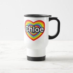 Mug De Voyage J'aime Chloe : coeur arc-en-ciel