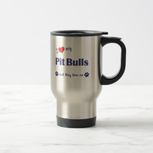 Mug De Voyage J'aime mes pitbulls (les chiens multiples)
