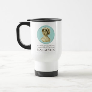 Mug De Voyage Jane Austen Portrait et citation sur la lecture