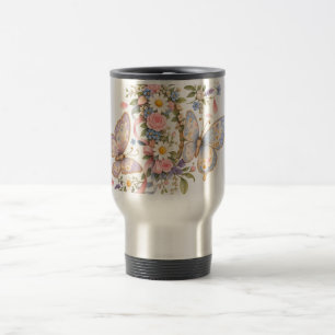 Mug De Voyage Jardin d'anniversaire papillon pastel