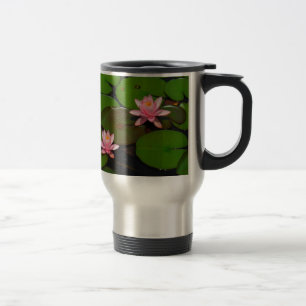 Mug De Voyage Jardin de fleurs de laine d'eau de lotus rose,