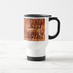 Mug De Voyage Je mange du texte Bacon avec Arrière - plan