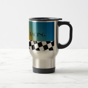 Mug De Voyage Je préférerais être un dessin à damier de course