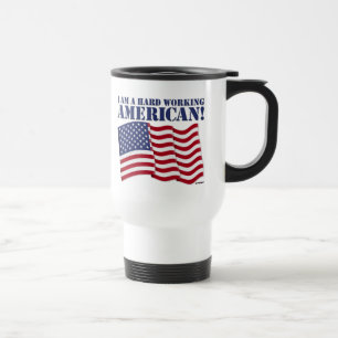 MUG DE VOYAGE JE SUIS UN AMÉRICAIN AU TRAVAIL DIFFICILE !