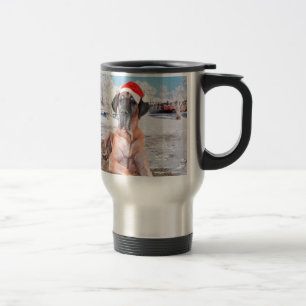 Mug De Voyage Joli chien Great Dane assis dans la neige avec un