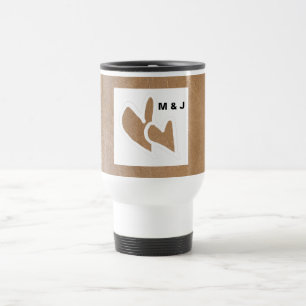 Mug De Voyage Joli Doodle Hearts Couple Beach Monogramme Cadeau