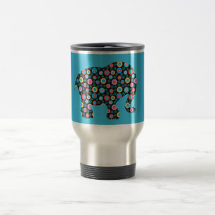 Mug De Voyage Joli éléphant de fleurs sur bleu