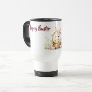 Mug De Voyage Joli lapin de Pâques dans un panier avec des œufs 