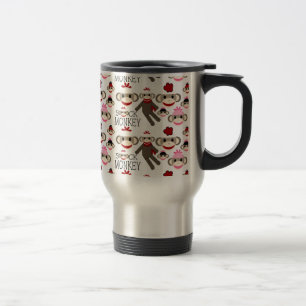Mug De Voyage Joli Motif de collage de singes rouges et roses
