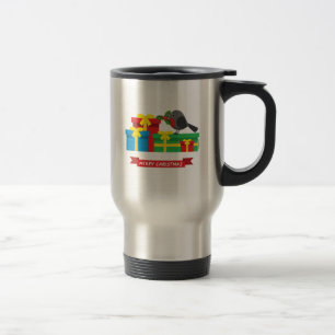 Mug De Voyage Joli Robin Et Les Quatre Cadeaux Colorés