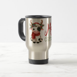 Mug De Voyage Jolie vache de Noël mignonne