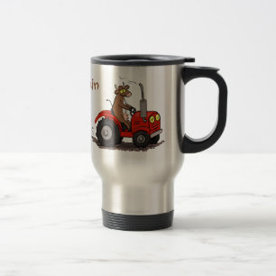 Mug De Voyage Jolie vache heureuse conduisant un dessin animé de