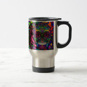 Mug De Voyage Jour de crâne de sucre de l'art coloré