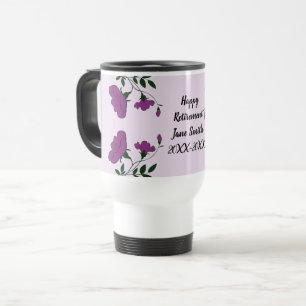 Mug De Voyage Joyeuse retraite Florale à fleurs violettes employ