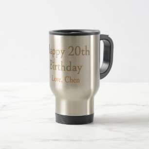 Mug De Voyage joyeux 20e anniversaire vert orange pastel nom dat