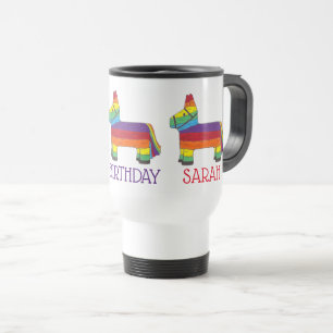 Mug De Voyage Joyeux anniversaire personnalisé Rainbow Donkey Pi