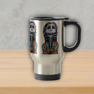 Mug De Voyage Joyeux Jour coloré du squelette mort