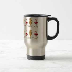 Mug De Voyage Joyeux Noël Arbre Bonbon or rouge