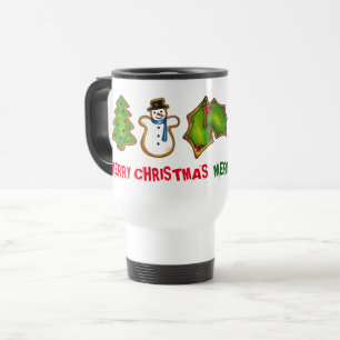 Mug De Voyage Joyeux Noël Cookies de vacances Snowman Tree Bell