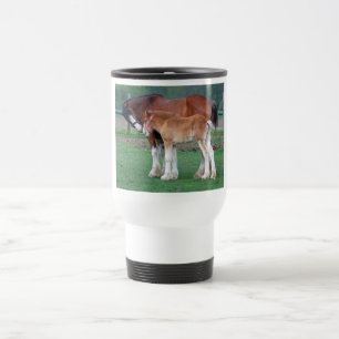 Mug De Voyage Jument et poulain de Clydesdale