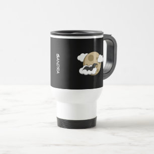 Mug De Voyage Kawaii Happy Bat Voler sur la Pleine lune Ajoute