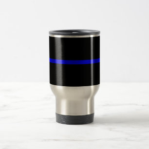 Mug De Voyage La Décoration Symbolique De Ligne Bleue Mince