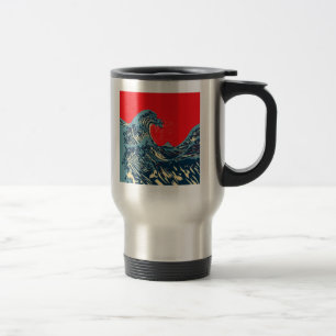 Mug De Voyage La Grande vague Hokusai dans le style art de l'esp